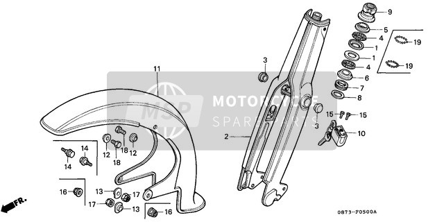 Honda C90Z 1982 Tenedor Frontal/Guardabarros delantero para un 1982 Honda C90Z